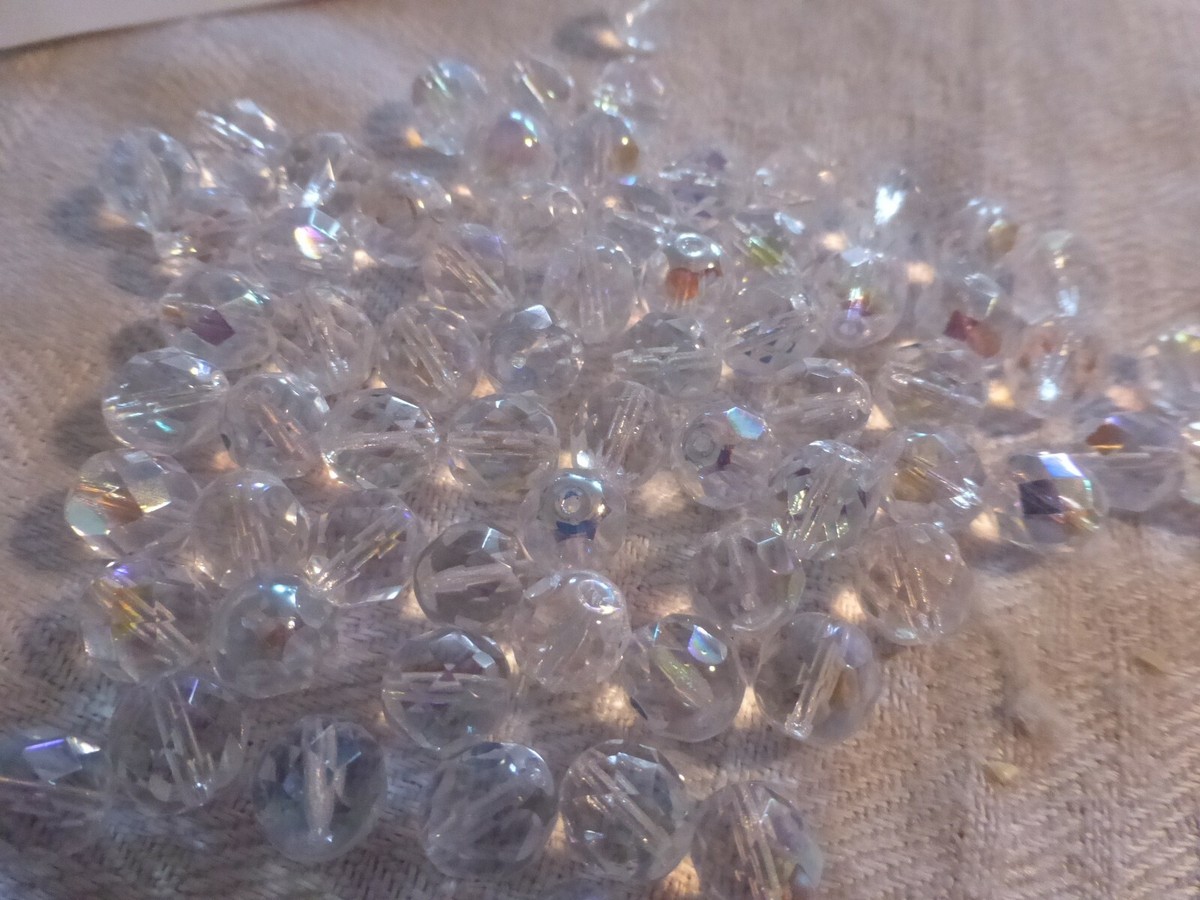 Lot De 85 Perles En Cristal De Bohème à Facettes - Couleur Pêche Ab - Occasion (fond De Stock)
