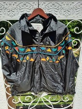 Vintage Womens Large 80's 90's Sports Accent Track Jacket Nylon Windbreaker Rad
