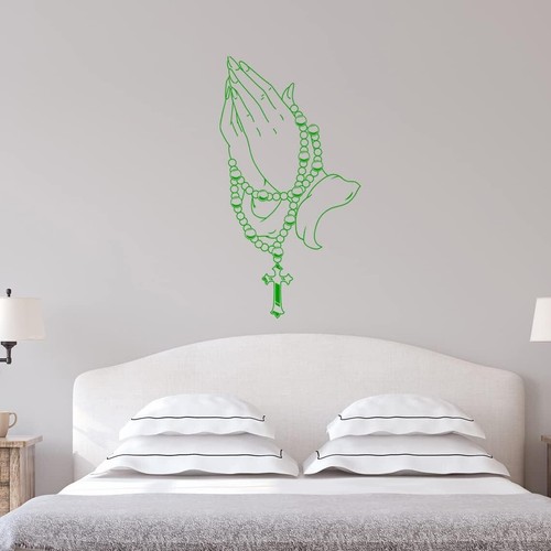 Praying Hands Rosary Vinyl Wall Decal - Christian Religious Home Decor - VWAQ - Picture 16 of 22