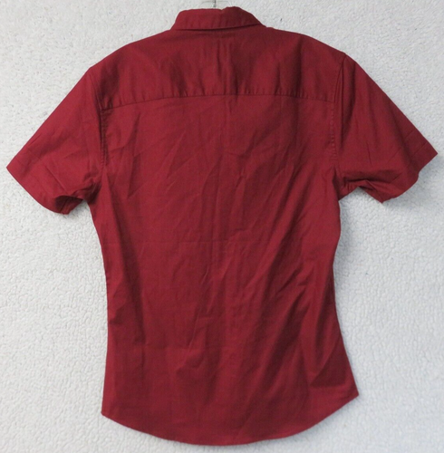 Camisa Para Hombres TOPMAN Roja Manga Corta Botón Delantero Cuello Talla L Elastizada Delgada - Imagen 2 de 5
