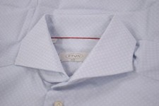 Eton Dress Shirt Size 15 38 Slim Fit Light Blue  White Geometric NWOT