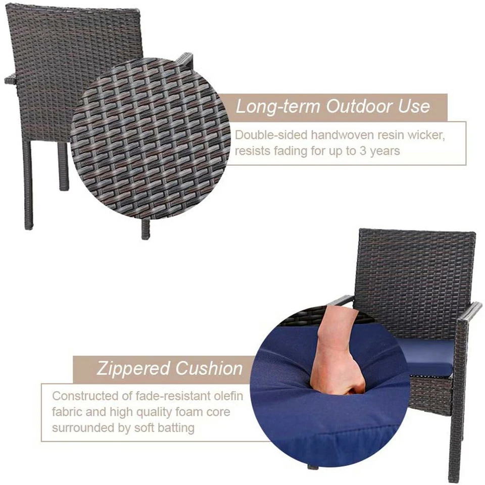 Patio Dining Chairs Set of 4 with Cushion Outdoor Chairs Rattan Wicker Armchair - Image 4 of 4