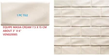 1 TILE Equipe Ceramic 7.5 X 15 cm 3 x 6 in Wall Tile Cream Masia VEN020085
