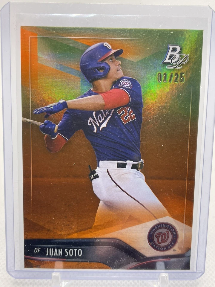 2021 Bowman Platinum Juan Soto Orange Foil #1/25 - Image 2 of 3