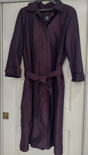 Fs Rainwear Long Belted Trench Coat, Maroon, Removable Warm Liner/hood, Size 14