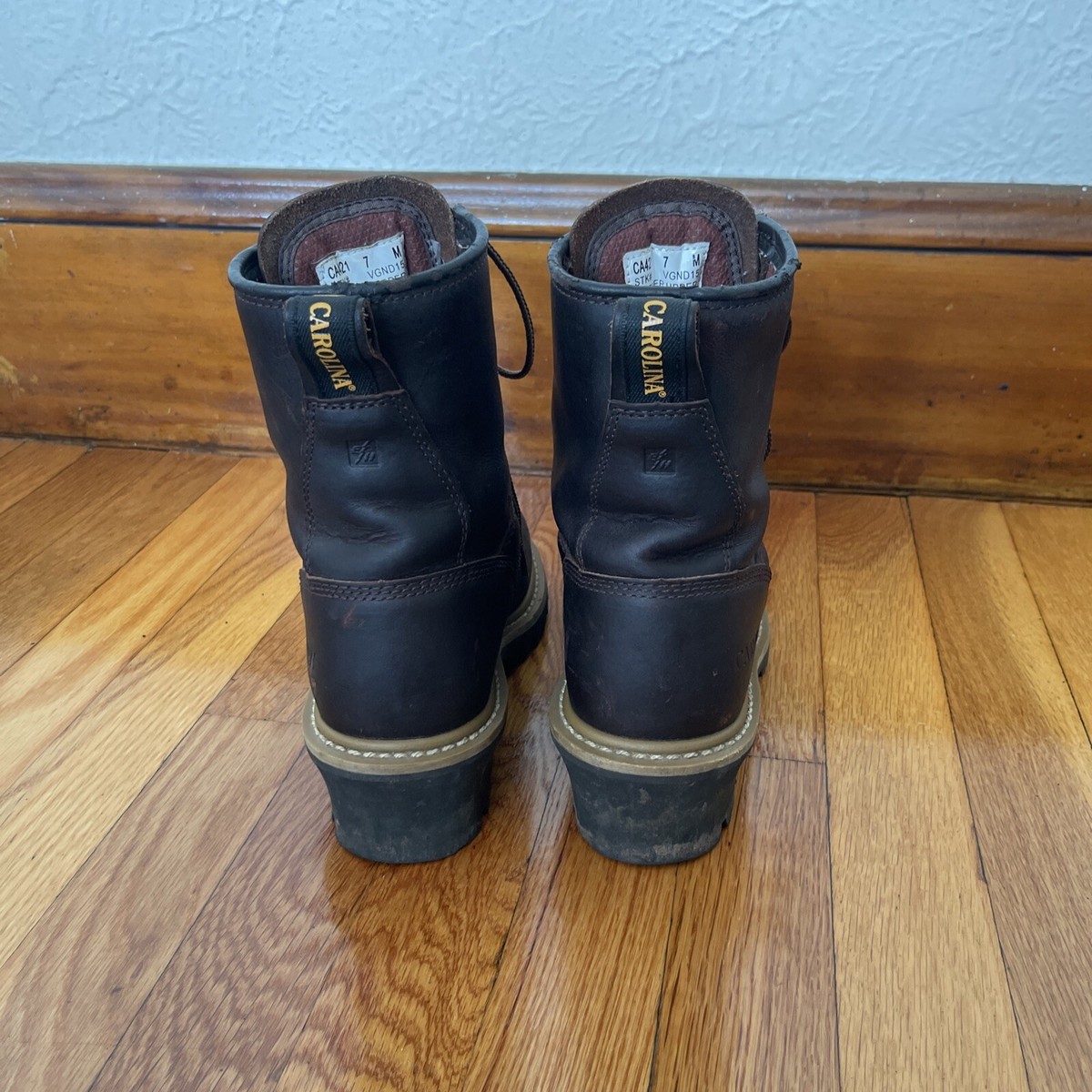 Carolina CA421 Womens 9.5 M Brown Leather Logger Work Boots Lace Up Lug Sole carolina-womens-elm-8-soft-toe  main image 3