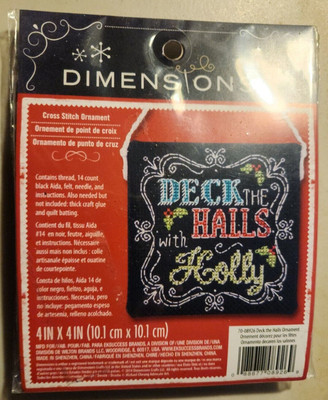 Dimensions Deck the Halls Counted Cross Stitch 4x4 Christmas Ornament 70-08926