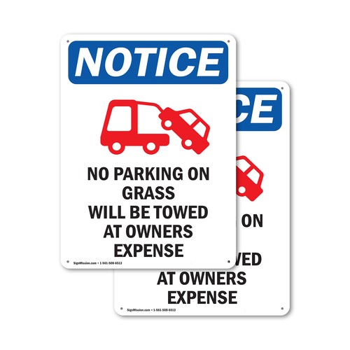 (2 Pack) No Parking On Grass OSHA Notice Sign Decal Metal Plastic - Bild 1 von 26