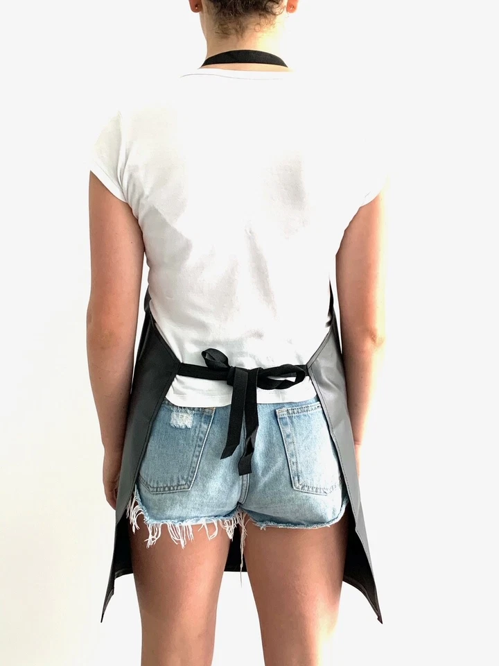 DELANTAL IMPERMEABLE LAVABLE PVC RESTAURANTE BOLSILLO NEGRO COCINA BABERO ESCUELA COCINA Foto 4 de 4