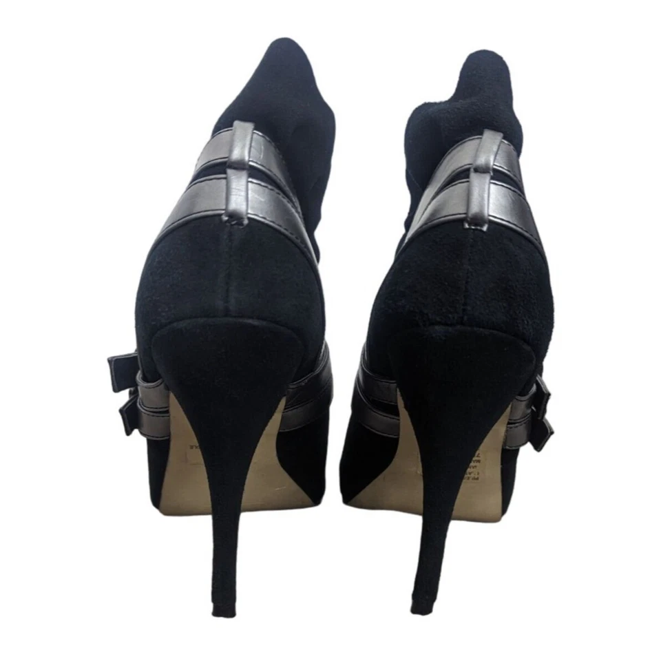 Baby Phat - Negro 4.5 pulgadas Punta Abierta Botín Tacón Con Hebilla de Peltre Correas Talla 7M Foto 3 de 4
