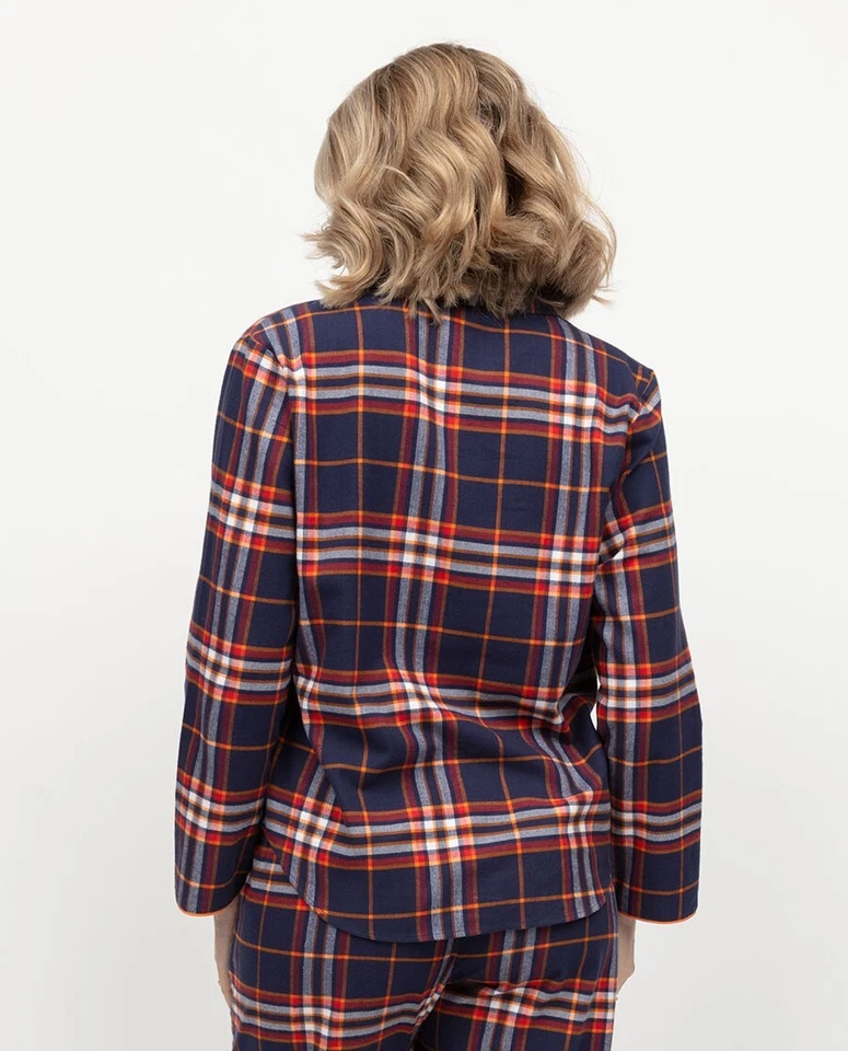 Cyberjammies Pyjama Top Cotton Modal Women Taylor Blue Check Size 10 0374 - Image 2 of 3