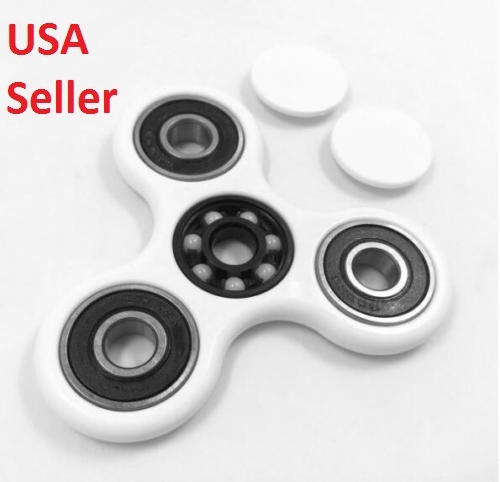 Tri-Spinner Fidget Toy Ceramic EDC Hand Finger Spinner Desk Focus White USA CX - Picture 2 of 3