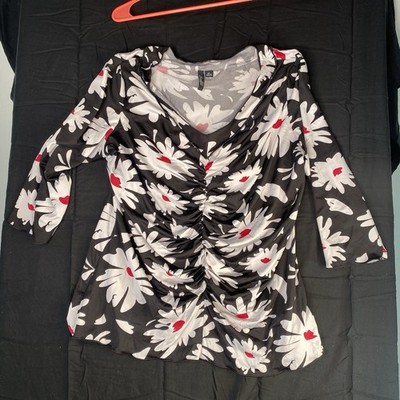 Essential by Milano Women's 1X Silk Flowers Print