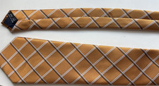 Men's 100 Silk Neck Tie Perfect Condition Gold with Black/White Lines squares