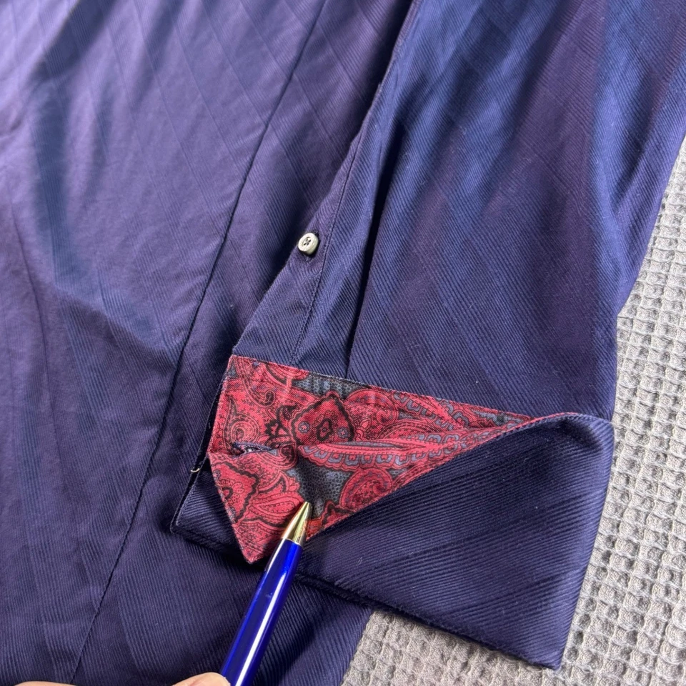 Banana Republic 男式 XL 17 / 17.5 蓝色正装衬衫长袖佩斯利装饰 — 第 4/4 张图片