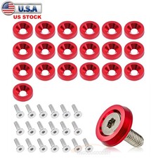 20PCS Red Billet Aluminum Fender Bumper Washer Bolt Engine Bay Dress Up Kit