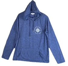 Vineyard Crew Performance Pullover Hoodie Navy Blue Heather Nautical Sz. M 