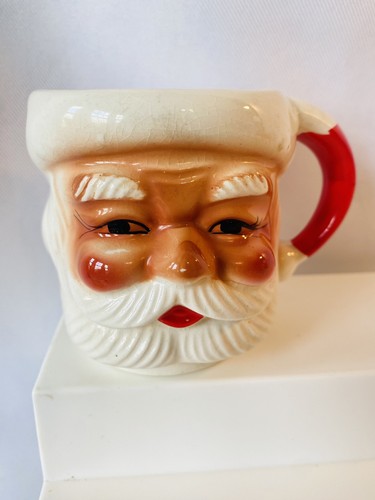 Vintage Set Of 4 Winking & Jolly Santa Claus Face Christmas Mugs Japan 3-1/4” T - Picture 7 of 11