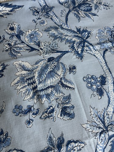 P. Kaufmann Mariner Blue On Blue Jacobean Floral Decorative Fabric 2+ Yards - Picture 10 of 10