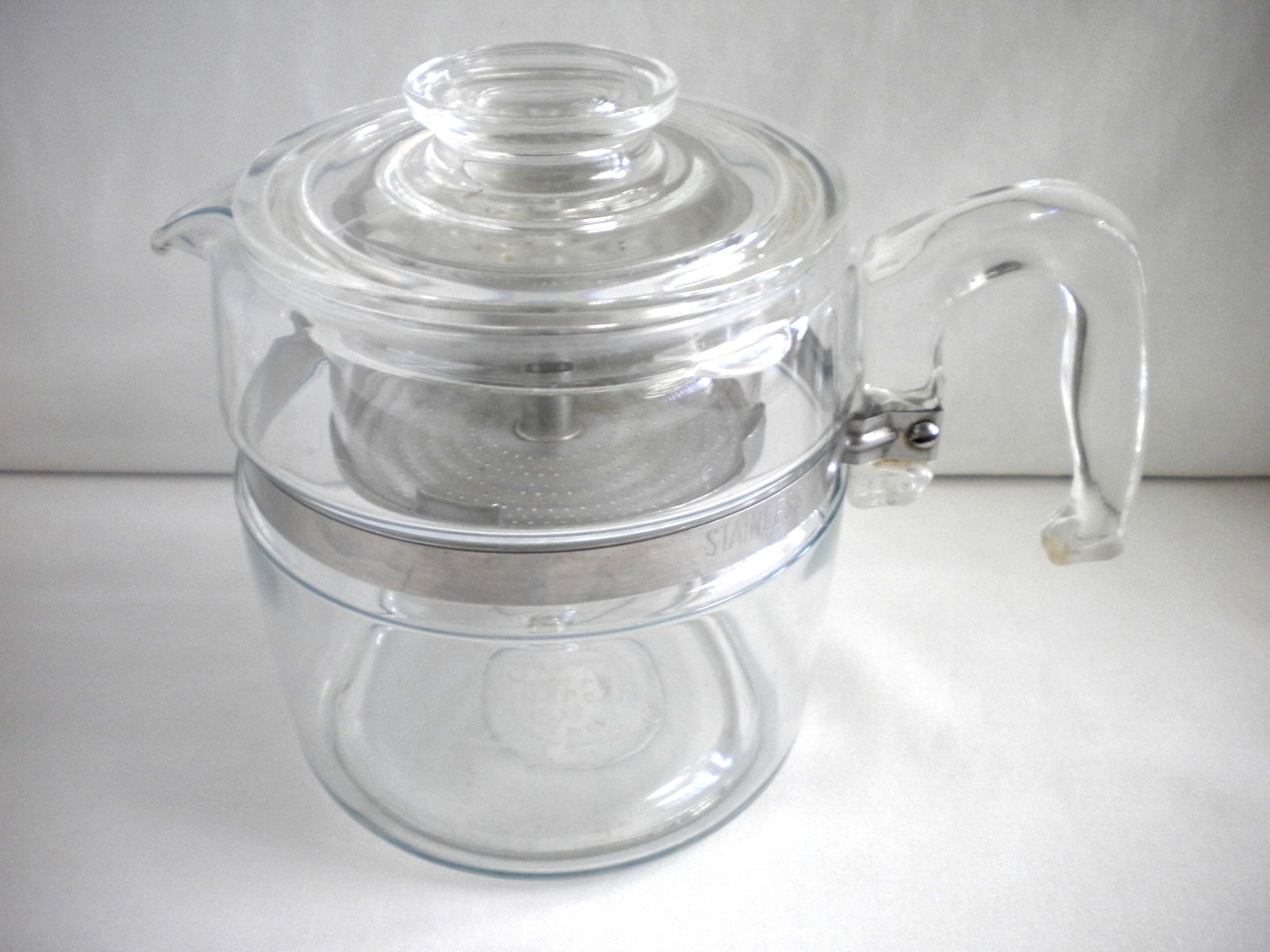 Complete Vintage Pyrex Flameware 6-Cup Glass Percolator Coffee Maker #7756