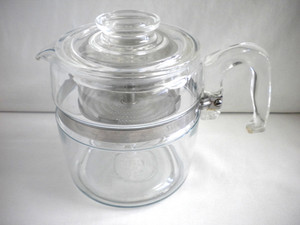 Complete Vintage Pyrex Flameware 6-Cup Glass Percolator Coffee Maker #7756