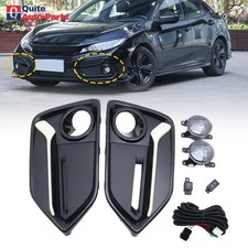 For 2017-2021 Honda Civic Hatchback Led Fog Lights Lamps W Covers Wire Switch