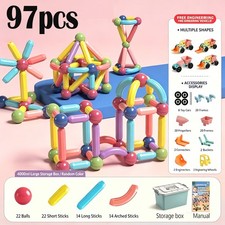 97pcs Magnetic Building Blocks set kids Stem Toy Magna toys Storage Box
