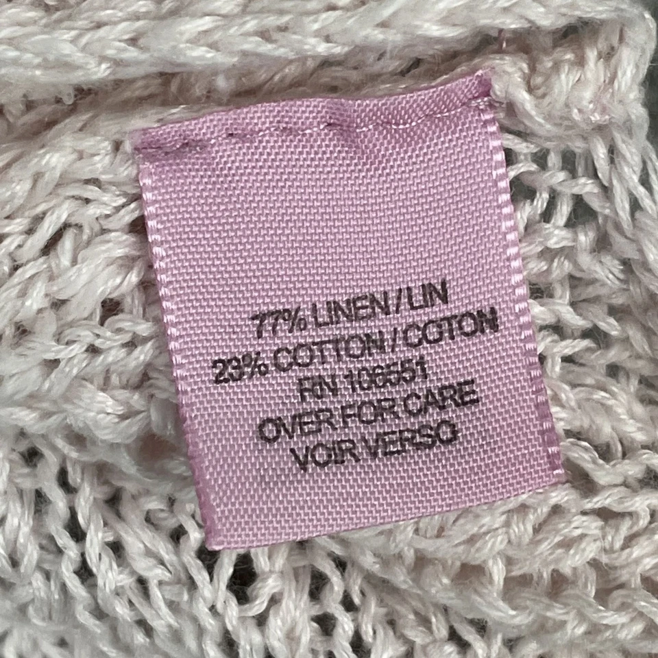 Женский легкий белый открытый вязаный свитер из льняной и хлопковой смеси Calypso St Barth - Изображение 4 из 4