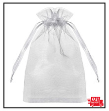 100PCS Premium Sheer Organza Bags, White Wedding Favor Bags with Drawstring, 4x6