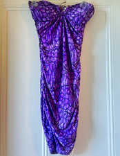 Speechless Strapless Bodycon Dress S Purple/Black Abstract Mesh Ruched