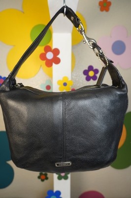 Coach Park Black Pebbled Leather Avery Hobo Bag Teal Lining F23960