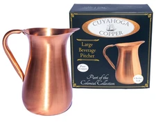 100% Pure Copper Beverage Pitcher – 64 oz Luxury Smooth Finish – Beautiful 8”...
