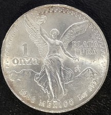 1988 Mexico 1 Onza Plata Pura 1 Ounce .999 Fine Silver Coin - Gem BU