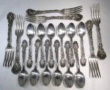 Antique Gorham Demitasse Versailles 925 Dinner Forks & Sugar Spoons 18p ETC10876