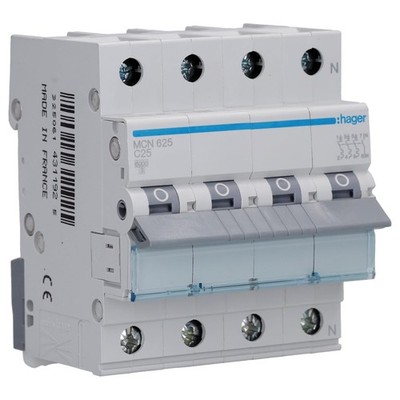 Hager MCN625 LS-Schalter 3P+N C25 6kA 4TE 415V Leitungsschutz