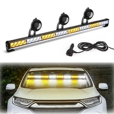 LED Light Bar Emergency Warning Traffic Advisor Strobe Windshield Amber White