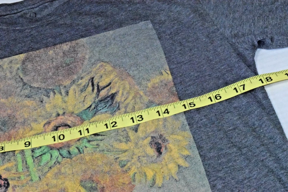 Camiseta Mighty Fine Talla XS Girasoles Girasoles Obra de Arte Gris Algodón Mezcla de Poliéster Foto 4 de 4