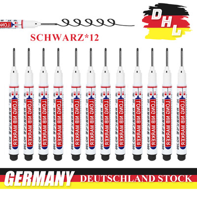 12Tlg Tieflochmarker Baumarker Bohrlochmarker Zimmermannsbleistift mit Kappe