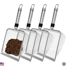 4-Piece Stainless Steel Soil Sifter Set – 5.5” Sieve with 2/2.8/3.8/5 mm Mesh