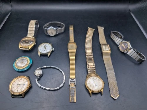 🔥 VINTAGE WRISTWATCH ESTATE LOT TIMEX HELBROS WALTHAM GOLD FILLED PARTS REPAIR