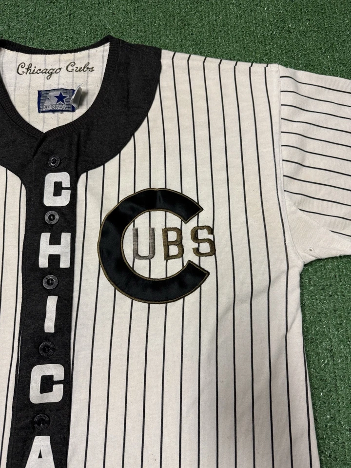 Vintage Starter Chicago Cubs 1907 Mens Size Medium Jersey White Pinstripe MARKED - Image 3 of 4
