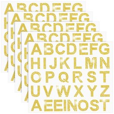 170 Pcs Gold Rhinestone Letter Stickers, 5 Sheets 34 Letters Glitter Bling Al...