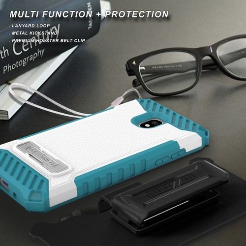 Blanc / Turquoise Étui + Clip Ceinture pour Galaxy Express Prime 3, Amp Sol 3 - Photo 4 sur 6