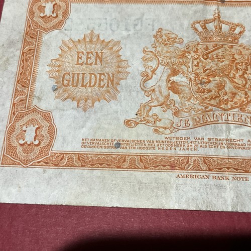 Netherlands 1 Gulden 1943 BANKNOTE WWII ERA EEN GULDEN - Picture 8 of 10