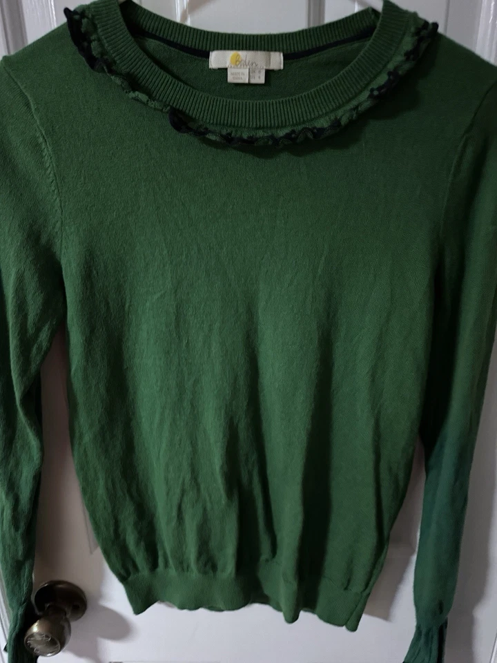 Suéter Pullover Boden Mujer 4 Verde Tejido Lana Manga Larga Cuello Redondo Informal Foto 2 de 4