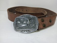 Brew City Collectibles American Big Game Hunter Belt Buckle Caribou Leather 36"