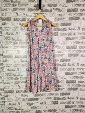 Tropical Floral Print Dress Size Small Pink Ruffled Tiered Beach Resortwear