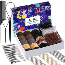 Hair Accessories Kit - Elastic Hair Ties, Cotton Bands, Rubber Bands, Hair Pins,