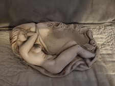 Art Nouveau Mid Century Modern Nude Sleeping Woman White Stone Ashray 7"