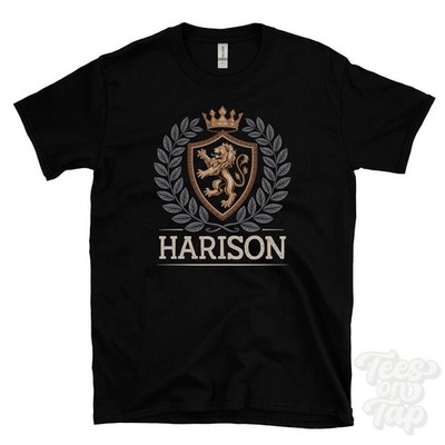 HARISON FANTASY COAT OF ARMS T-SHIRT novelty parody family name crest